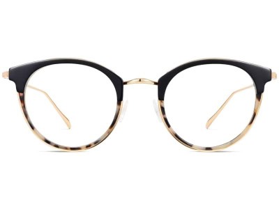 Front View Image of Faye Eyeglasses Collection, by Warby Parker Brand, in Layered Onyx Tortoise with Polished Gold Color