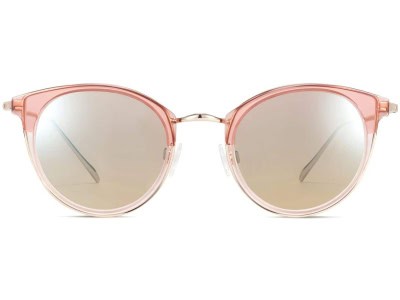 Front View Image of Faye Sunglasses Collection, by Warby Parker Brand, in Layered Rose Quartz Crystal with Riesling Color