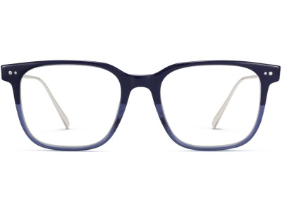 Front View Image of Caleb Eyeglasses Collection, by Warby Parker Brand, in Midnight Fade with Polished Silver Color