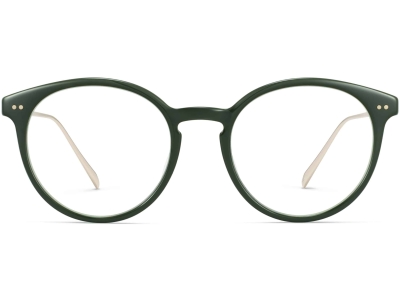 Front View Image of Langley Eyeglasses Collection, by Warby Parker Brand, in Magnolia Green with Polished Gold Color