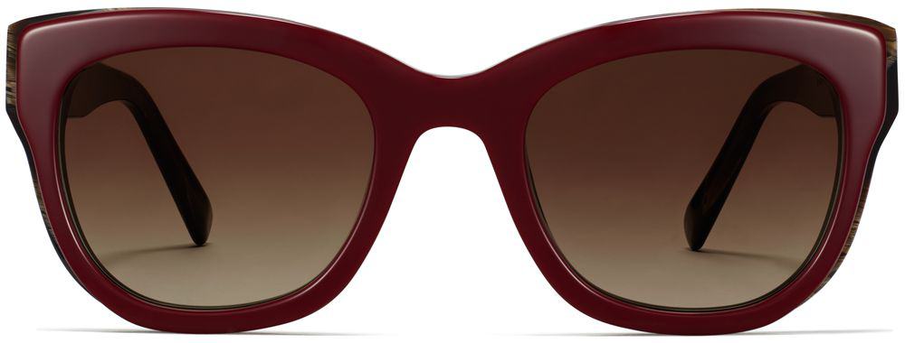 Front View Image of Jordi Sunglasses Collection, by Warby Parker Brand, in Oxblood with Striped Elm Color