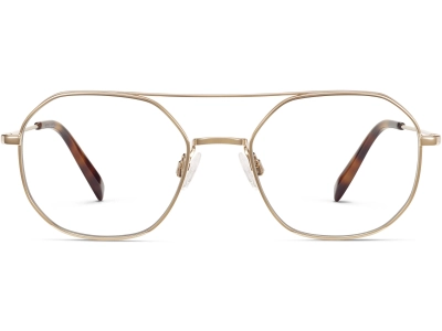 Front View Image of Renaldo Eyeglasses Collection, by Warby Parker Brand, in Polished Gold Color